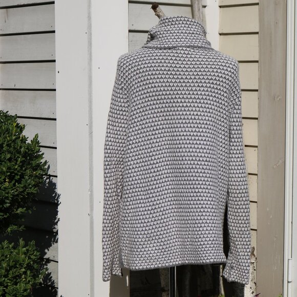 Fat Face Grey & White Triangle Pattern Turtleneck Cotton Blend Sweater Sz 14 - Picture 5 of 7